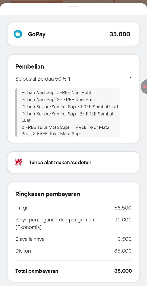 aziizahzhh's tweet photo. cek gofood skrg sih kata gue..soalnya se'i sapi lagi ada disc 50% jadi 56k an udh dapet 2 porsi dari harga 100k an btw, trs kalau pake kode "GOJEKAISYAH" cm jadi 35k doangg buat 2 porsi woii
#gojek #gofood #hemat #promo #diskon #voucher #klaim #murah #meriah #woi #belanja #beli https://t.co/eFBLEb3SgV