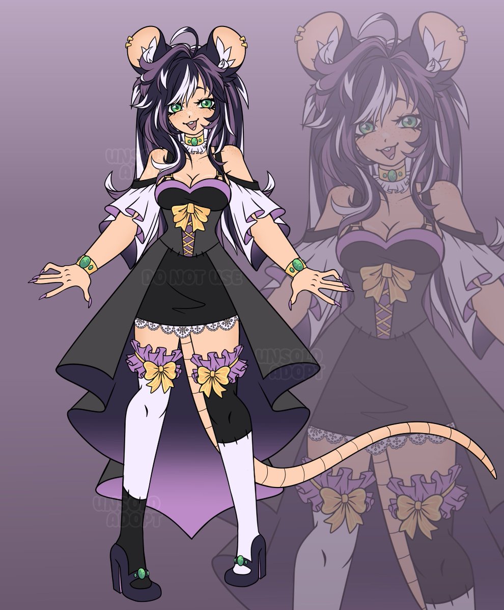 Witching Hour Rat Adopt!

Ko-fi only! 🔗in replies!
Personal Use: $40
Commercial Use: $80

Buyer gets both images seen here but unwatermarked (hat + no hat) and a full "ref" with a color guide on the side