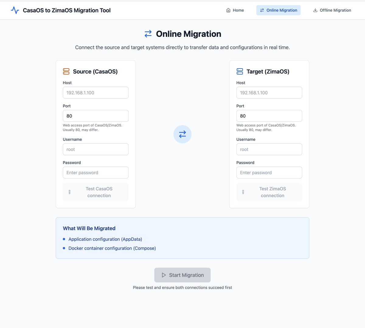 ZimaSpace's tweet image. A CasaOS ➝ ZimaOS one-click migration tool is under development — by our amazing community developers!  Do you like it? 🔥 

#CasaOS #ZimaOS #Migration #Docker #Homelab #SelfHosting