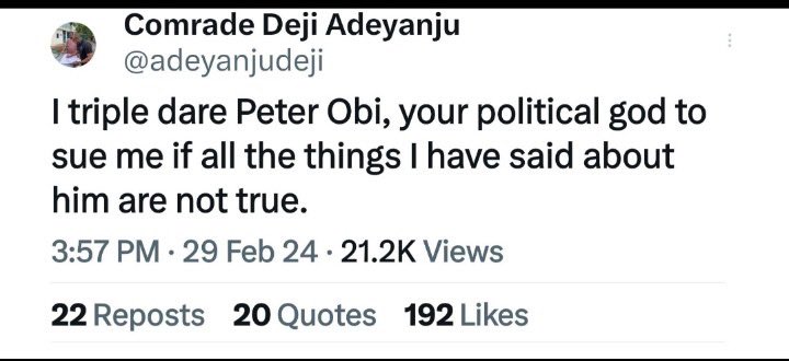 You challenged him to sue you if what you're saying about him is true. 

Now he sued you and you're now calling him a dictator.

You and your friends are crying on Social media