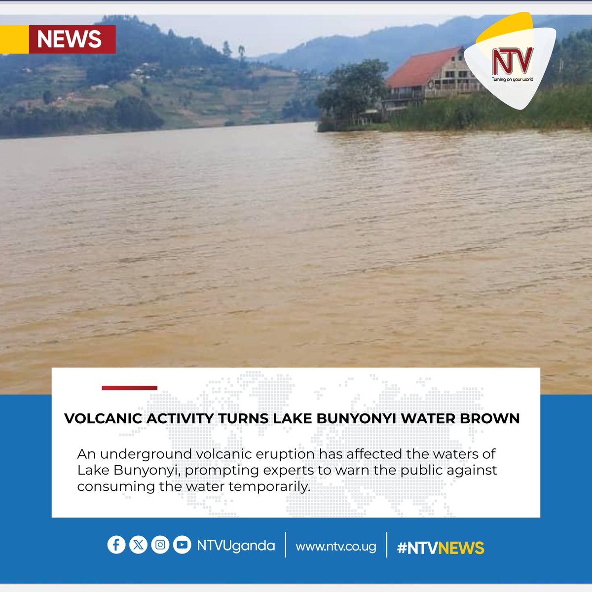 An underground volcanic eruption has affected the waters of Lake Bunyonyi, prompting experts to warn the public against consuming the water temporarily. The eruption is believed to have shattered underground rocks, impacting aquatic life and turning the water a thick grey-brown
