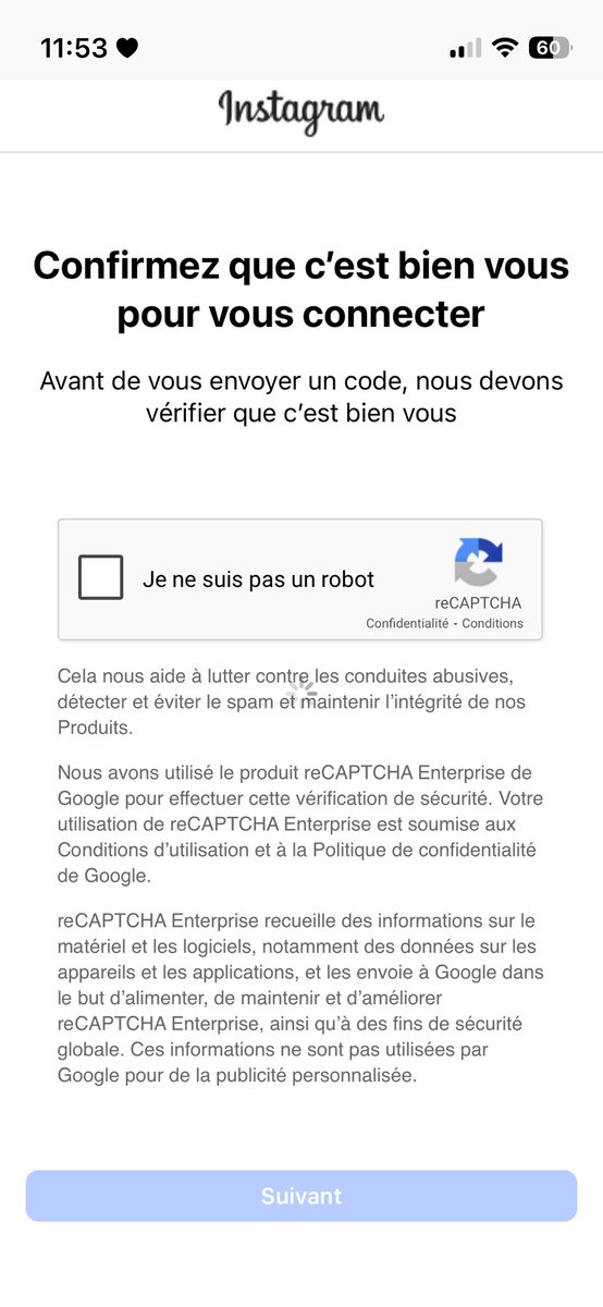 zelabe_'s tweet photo. C’est quoi la solution @instagram ???? Le captcha fonctionne mais je ne peux pas continuer https://t.co/c5SydTC9pw
