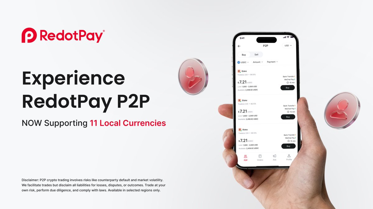 🌐 <a href="/RedotPay/">RedotPay Official</a> #P2P: 11 Local Currencies Supported

Our P2P Marketplace lets you buy &amp; sell #stablecoins in 11 local currencies, including $USD, $EUR, $SAR, and more.

Discover the #RedotPay P2P Marketplace today!