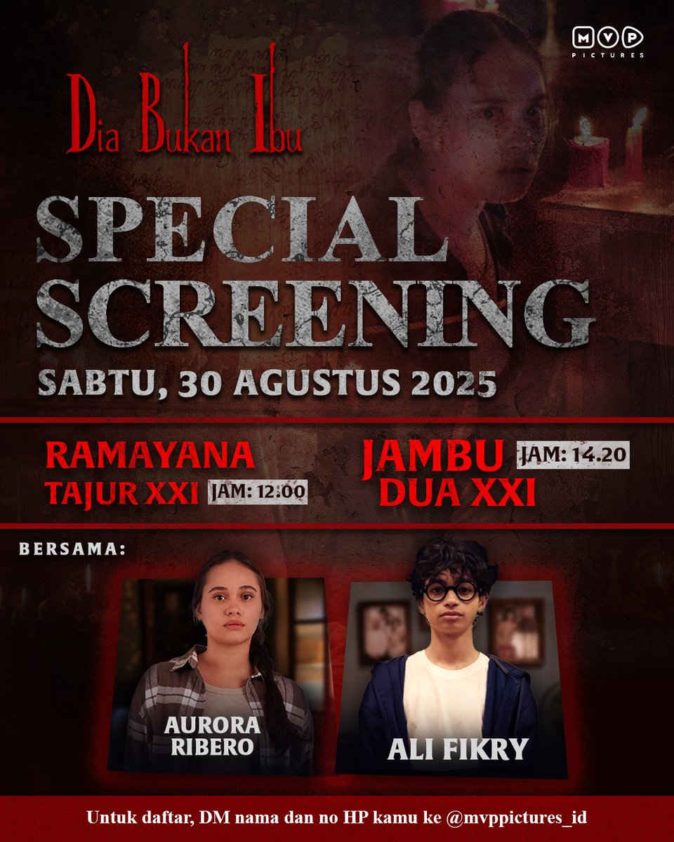 Special screening 30 Agustus
Caption: Daftar buruan ke mimin <a href="/mvppictures/">MVP Pictures ID</a>! DM nama dan nomor HP kamu ya!