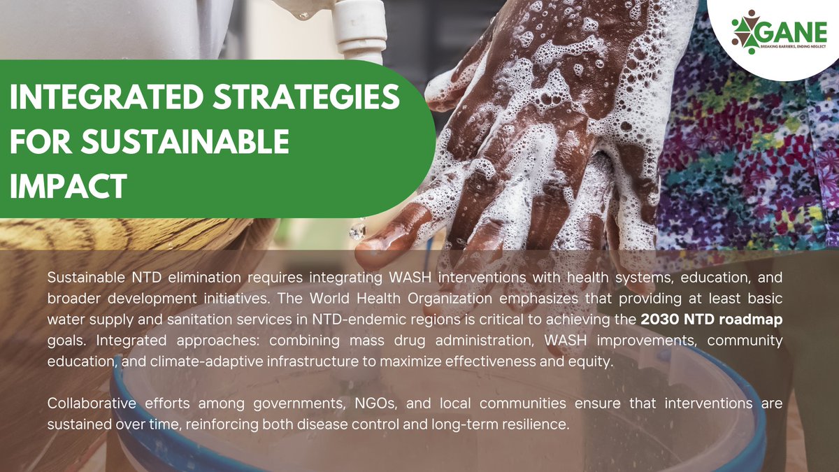 Water, sanitation, vector control &amp; health education are pillars of disease elimination. To beat #NTDs, we must move beyond single fixes &amp; embrace integrated strategies. 

This #WorldWaterWeek—lasting impact means uniting #WASH, climate action &amp; healthcare 🌍

#EndTheNeglect