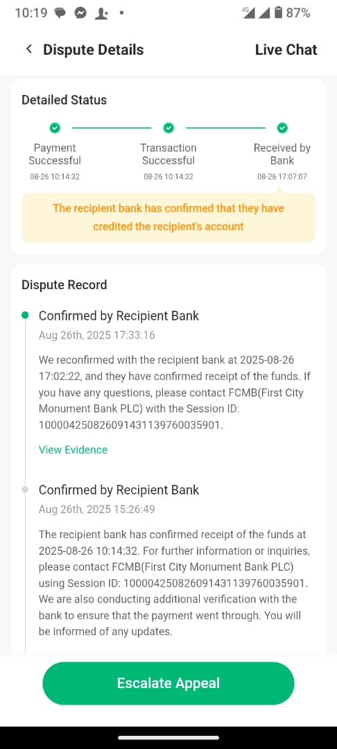 BenLegacy5's tweet photo. @vdmempire Is @MyFCMB agent of destruction.
Money a client sent to me hve not reflected on my account for 3 days now. How do u expect me to release the goods for the client. https://t.co/tiOcAh7d5V