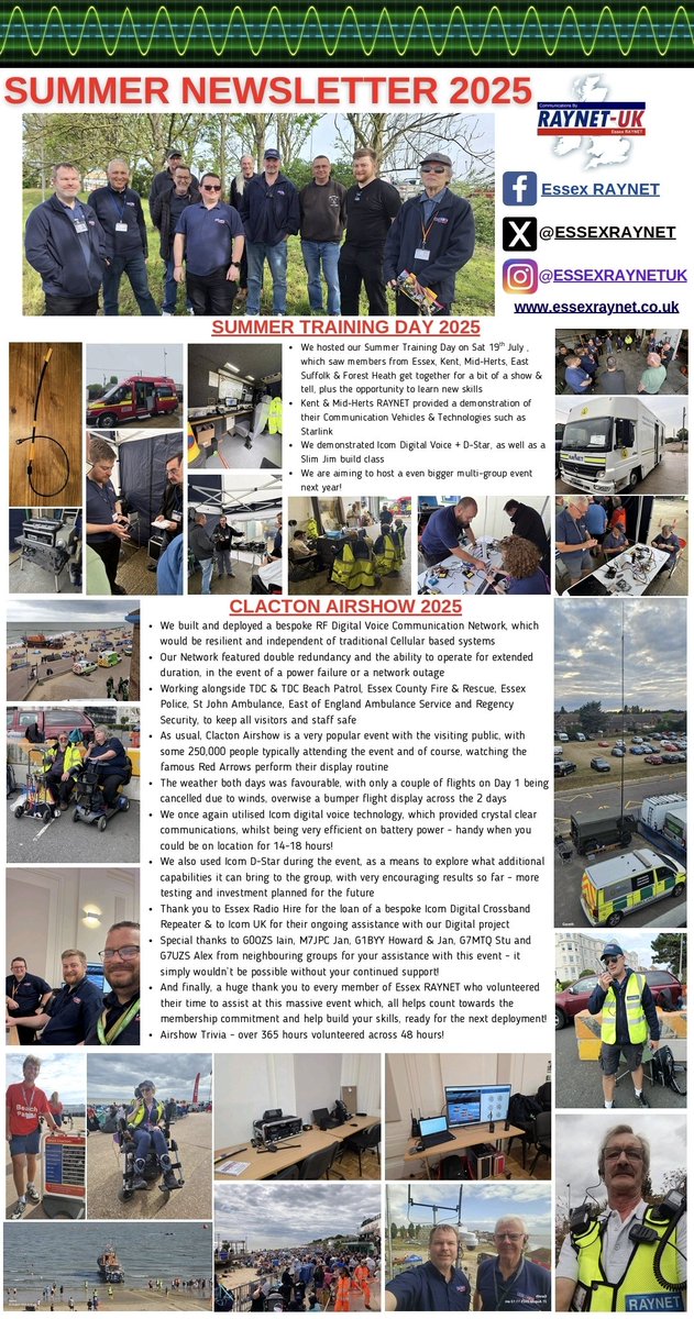 We hope you enjoy the Summer Newsletter 2025 from Essex RAYNET, with reports from recent events and information relating to  future charity events.  If you would like to join us in supporting the community and charities, please drop us a line. essexraynet.co.uk <a href="/raynetuk/">RAYNET</a>
