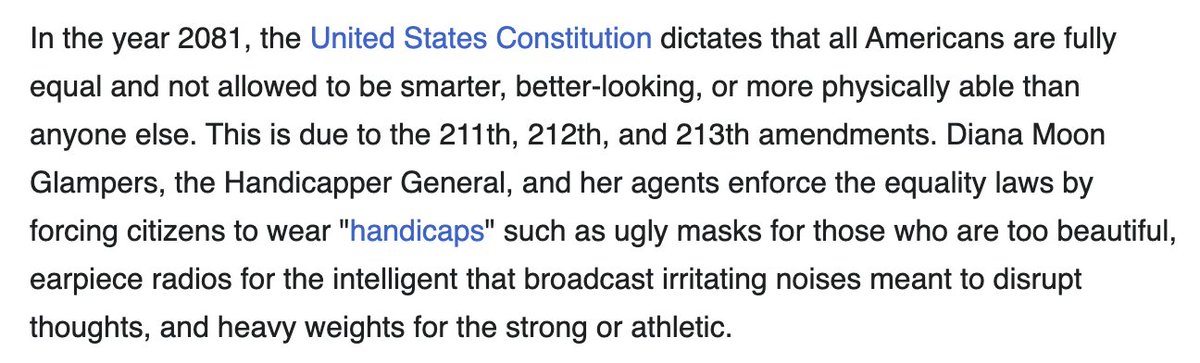 Handicapper generals soon recruiting 

(from Vonnegut's short story Harrison Bergeron)