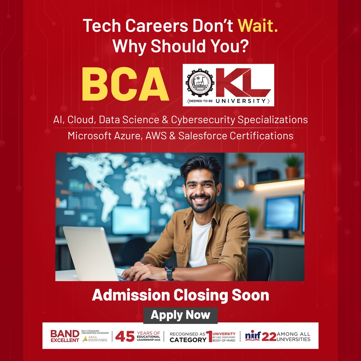 kluniversity's tweet image. KLU&apos;s BCA program builds a solid foundation in computer science with training in programming, databases, and web technologies. Get industry-ready for roles of software developer, web designer, and system analyst.

kluniversity.in/admissions-202…

#KLU #BCA #BachelorOfComputerApplications