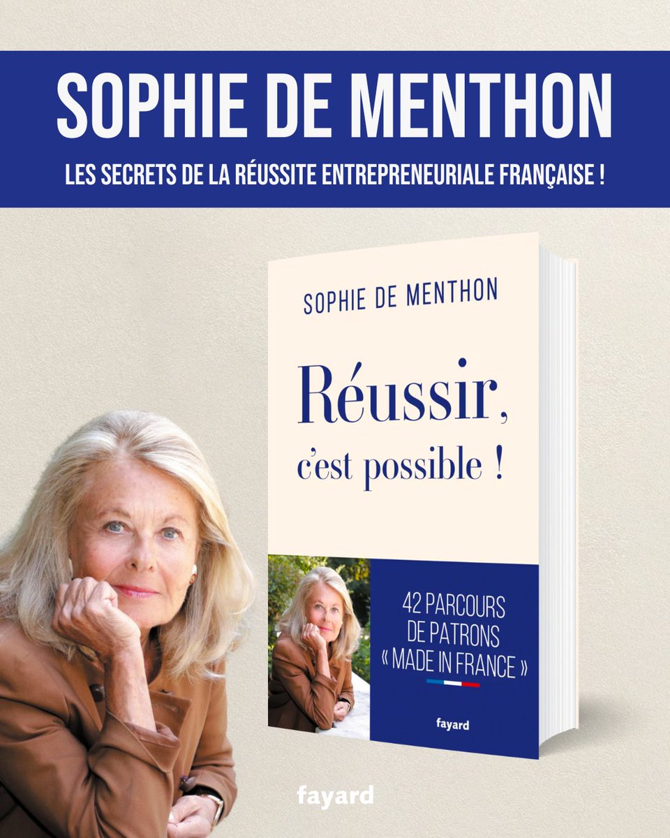 Fayard (@editionsfayard) on Twitter photo Réussir pour un chef d’entreprise, n’est pas le fruit du hasard. C’est le résultat d’une détermination inébranlable, d’une persévérance sans faille, de choix audacieux et surtout de passions partagées.
Avec "Réussir, c'est possible !" de <a href="/SdeMenthon/">Sophie de Menthon</a>, vous allez découvrir les Réussir pour un chef d’entreprise, n’est pas le fruit du hasard. C’est le résultat d’une détermination inébranlable, d’une persévérance sans faille, de choix audacieux et surtout de passions partagées.
Avec "Réussir, c'est possible !" de <a href="/SdeMenthon/">Sophie de Menthon</a>, vous allez découvrir les