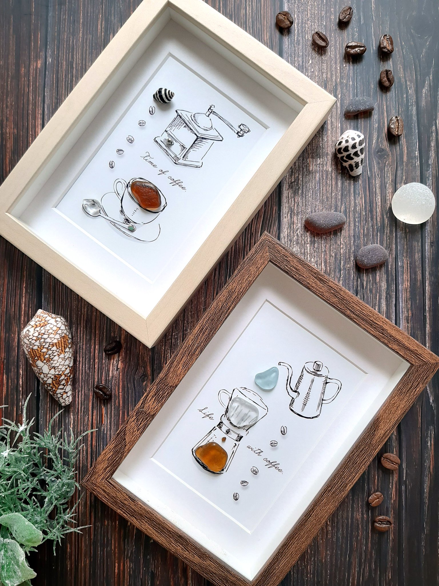 ＊アメトリンムーンとふたり＊シーグラスアート アメトリンムーンとふたり＊シーグラスアート