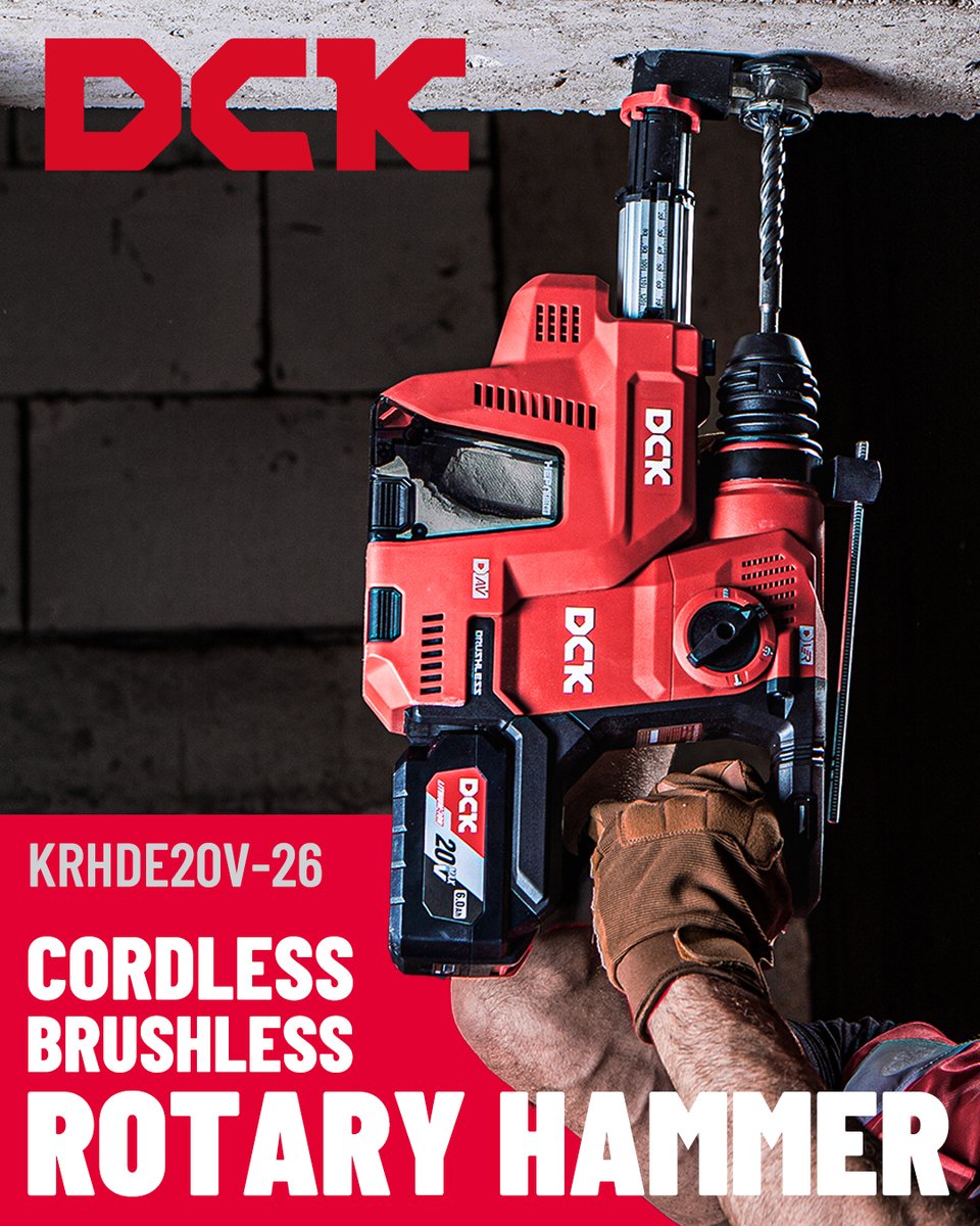 DCKTOOLS_NA's tweet photo. 🔨💪 𝐃𝐫𝐢𝐥𝐥 𝐰𝐢𝐭𝐡 𝐩𝐨𝐰𝐞𝐫, 𝐰𝐢𝐭𝐡𝐨𝐮𝐭 𝐭𝐡𝐞 𝐝𝐮𝐬𝐭
The DCK Brushless Cordless Rotary Hammer  KRH20V-26: ⚡ 750W &amp; 2.8J impact 🛡️ Safety &amp; comfort with kickback/vibration control 💨 97% dust-free drilling 🔄 Quick-change chuck
Powerful. Clean. Cordless.👊#DCKTools https://t.co/LH9nRulnMp