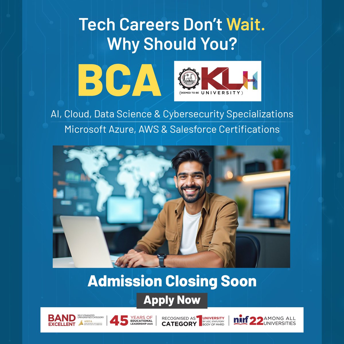 klhuniversity's tweet image. KLH&apos;s BCA program builds a solid foundation in computer science with training in programming, databases, and web technologies. Get industry-ready for roles of software developer, web designer, and system analyst.

kluniversity.in/admissions-202…

#KLH #BCA #BachelorOfComputerApplications