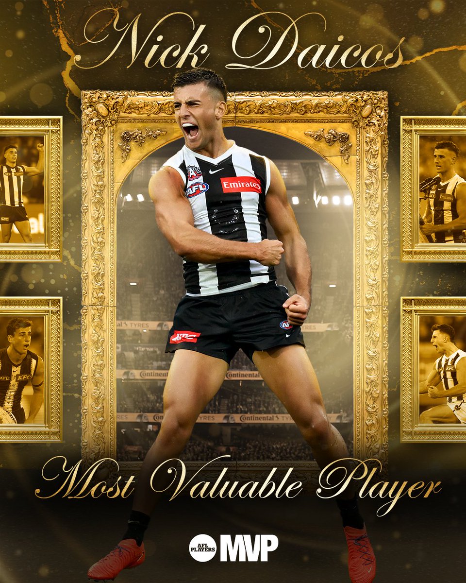 AFLPlayers's tweet photo. The man of the moment.

Nick Daicos is the players’ MVP 👑 https://t.co/hb4o8dDfYM