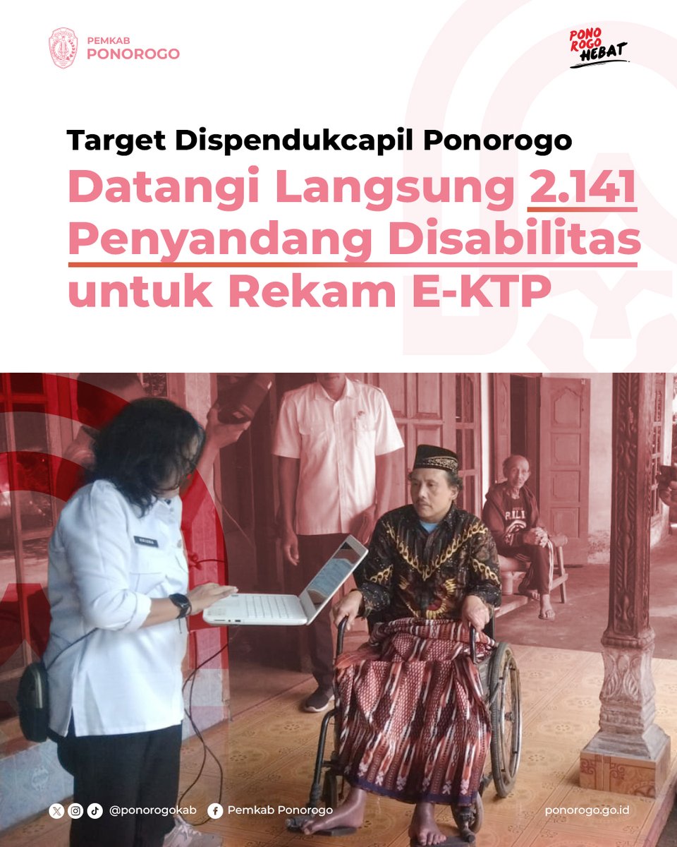 PonorogoKab's tweet image. ‘’Kami berupaya memberikan pelayanan maksimal, apalagi kalau dokumen kependudukan itu terkait dengan program bantuan kesehatan,” jela Ruli.

Selengkapnya: ponorogo.go.id/2025/08/28/tar…

#ponorogoHEBAT #ponorogokab #dukcapil #disabilitas #kependudukan