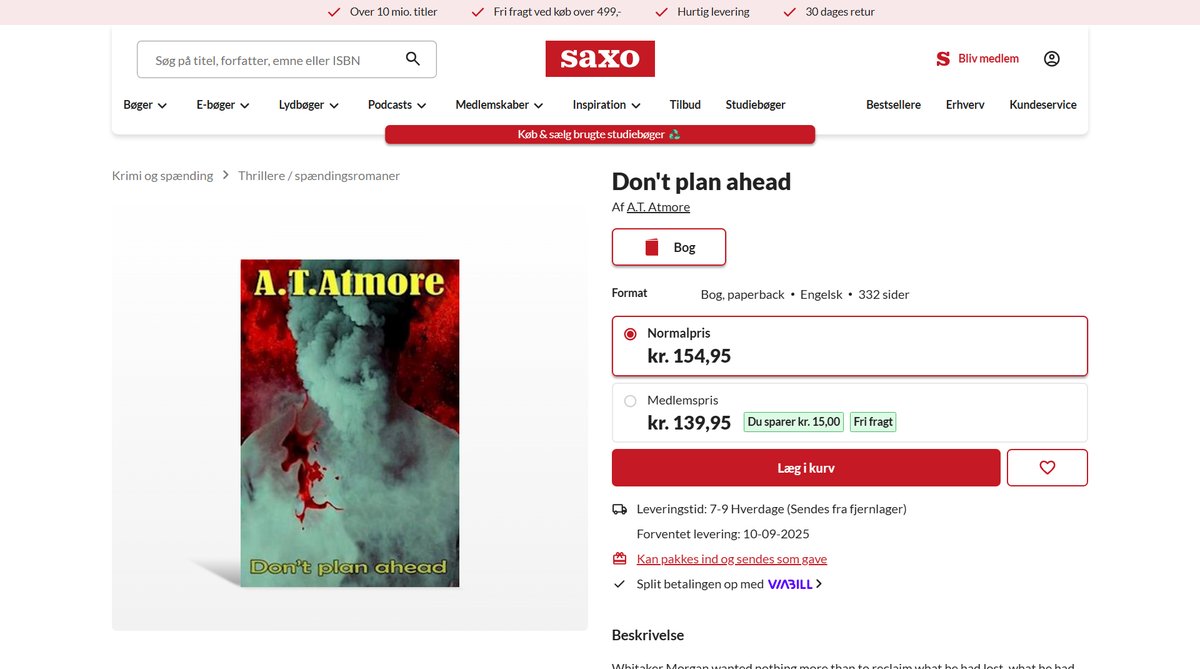 ATAtmore's tweet photo. "Don't plan ahead" has finally arrived in Denmark, thans SAXO

#horrorbooktok #bookshelf #horrorbooksarethebest #horrorjunkie #horrorfanatic #mysterybookstagram #mysterybooks #thrillerbooksaddict #thrillerbooks #thrillerreads #Thrillers https://t.co/szB1gPtrrd