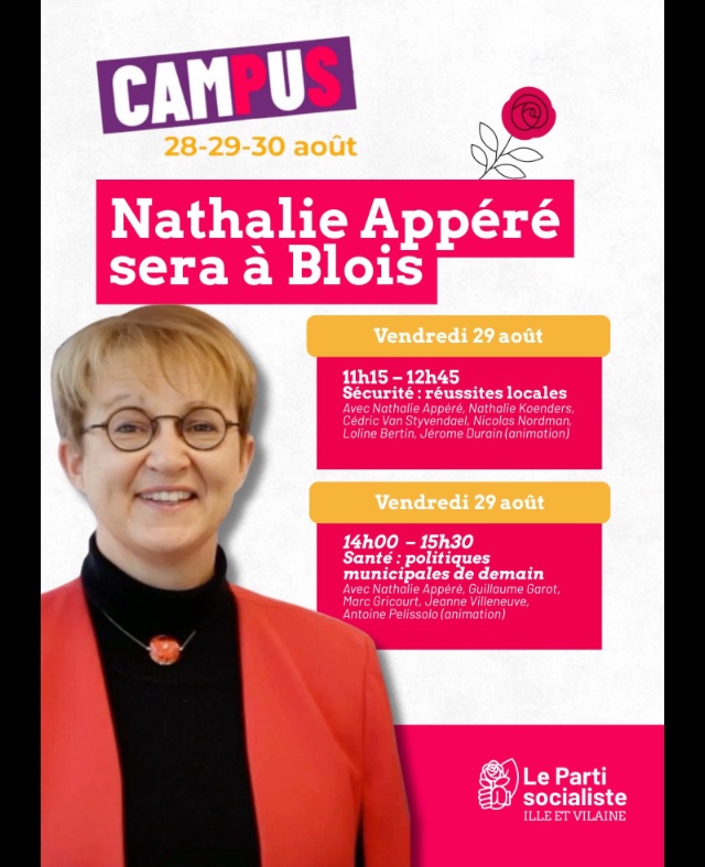 On se régale par avance : la maire de #Rennes #NathalieAppere doit intervenir à #Blois sur le thème de la sécurité ! 
Le pitch : retour d’expérience calamiteux à #Rennes 😱. 
<a href="/metropolerennes/">Rennes Ville et Métropole</a> 
<a href="/socialiste35/">Parti Socialiste 35 🌹🇪🇺</a>