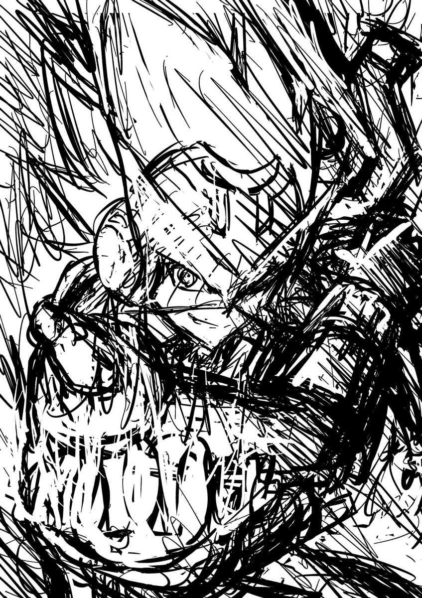 流星のロックマン トライブより「ブライ」下書き。  
ベルセルクと対になる構図で描いてみます。  

#流星のロックマン　＃ブライ　#トライブ