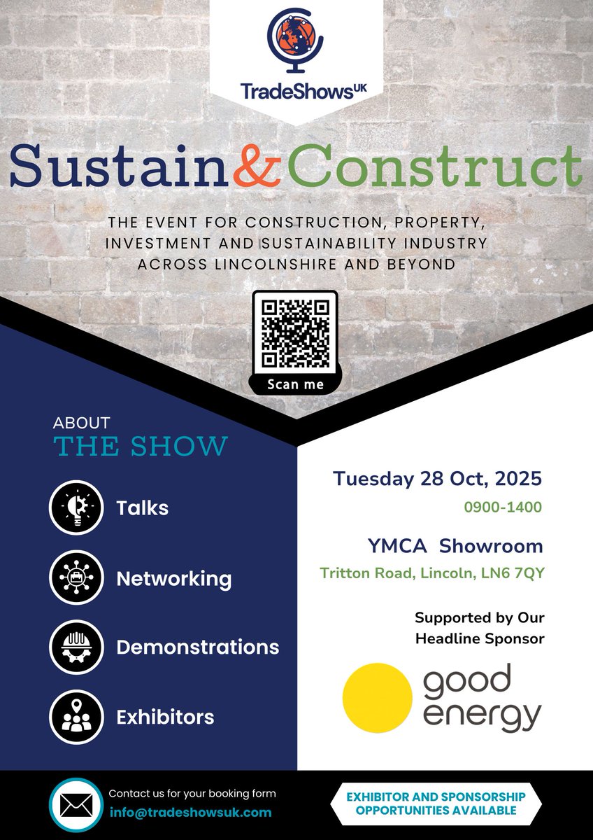 Lincolnshire’s leading event for construction &amp; sustainability is back – bigger than ever.

✅ Exhibit from £250
✅ Attend FREE
✅ Collaborate creatively
Join the conversation &amp; shape the future.
🔗 tradeshowsuk.com/events/constru…

#Construction #Sustainability #Lincolnshire