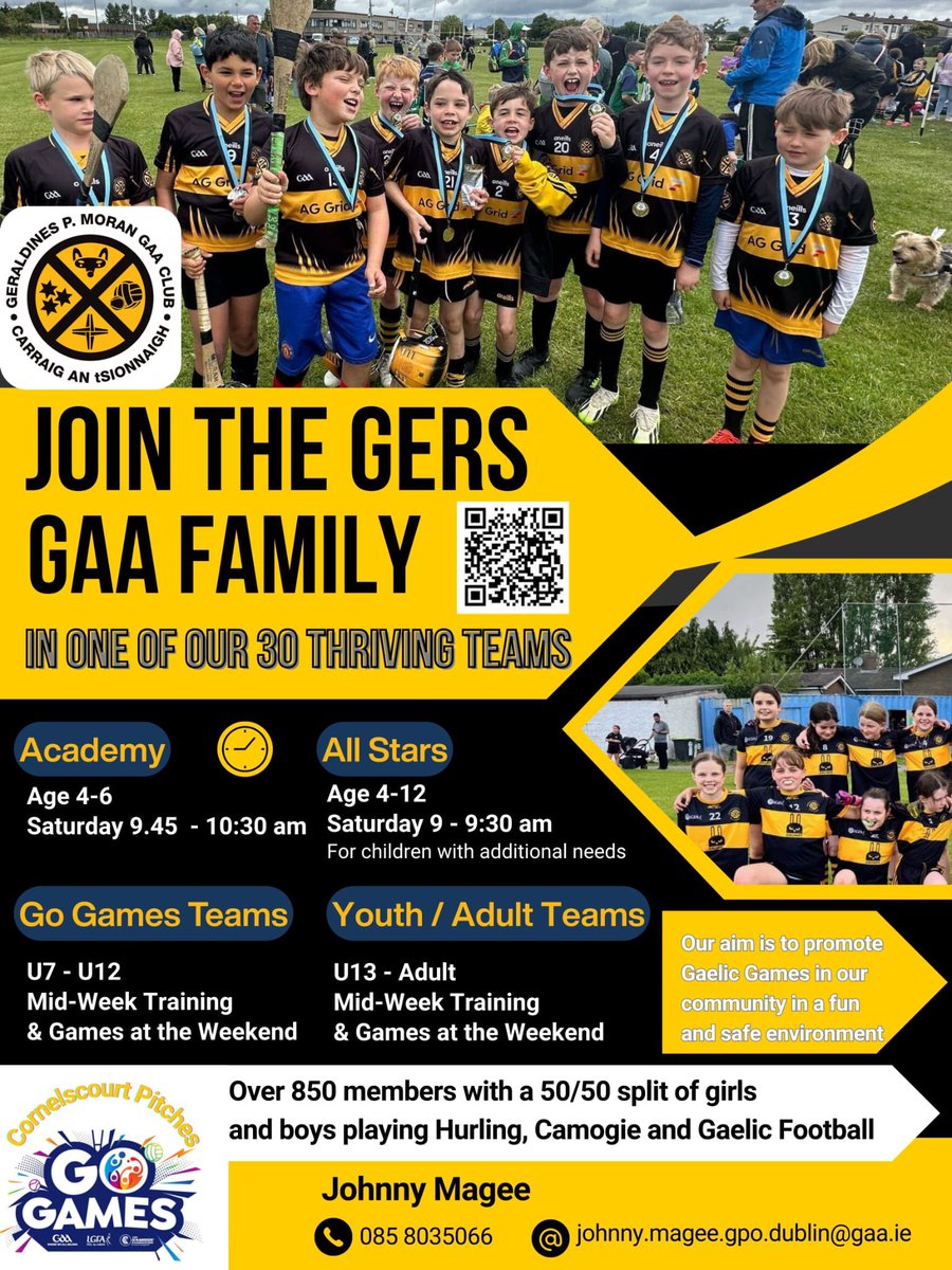 Join the Gers Family 💛🖤

We are looking for new members to come and join our club, we have over 30 thriving teams 🙌

We aim to promote Gaelic Games in our community in a fun and safe environment 👊

#GersAbú💛🖤