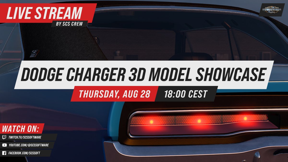 Legendary😎

We're taking a closer look at the Dodge Charger 3D model created for the upcoming Road Trip module for American Truck Simulator with special guest Andi!

Tune in today from 6pm CEST at:
🟣 Twitch.tv/SCSSoftware
🔴 YouTube.com/SCSSoftware
🔵 Facebook.com/SCSSoft