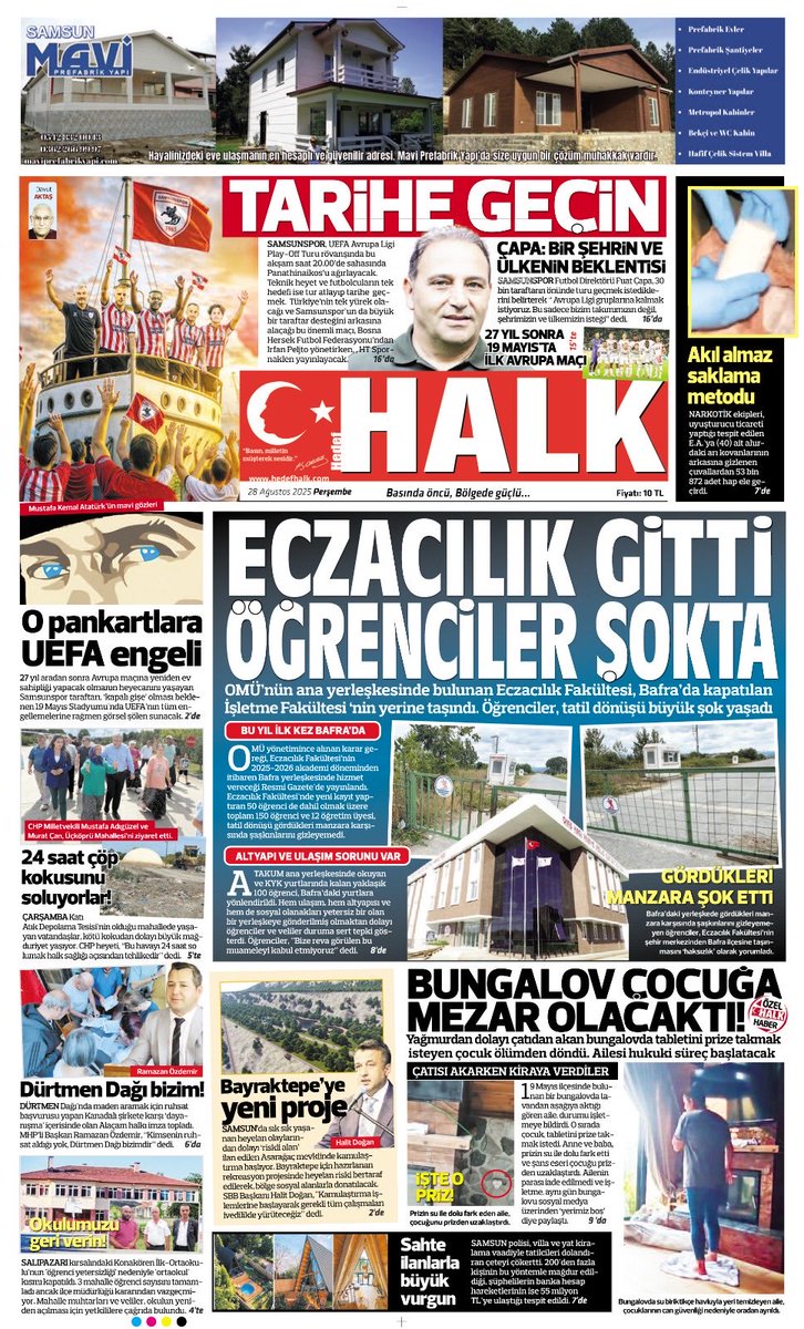 Bugün ⁦<a href="/HedefHALK/">Samsun Halk Gazetesi</a>⁩