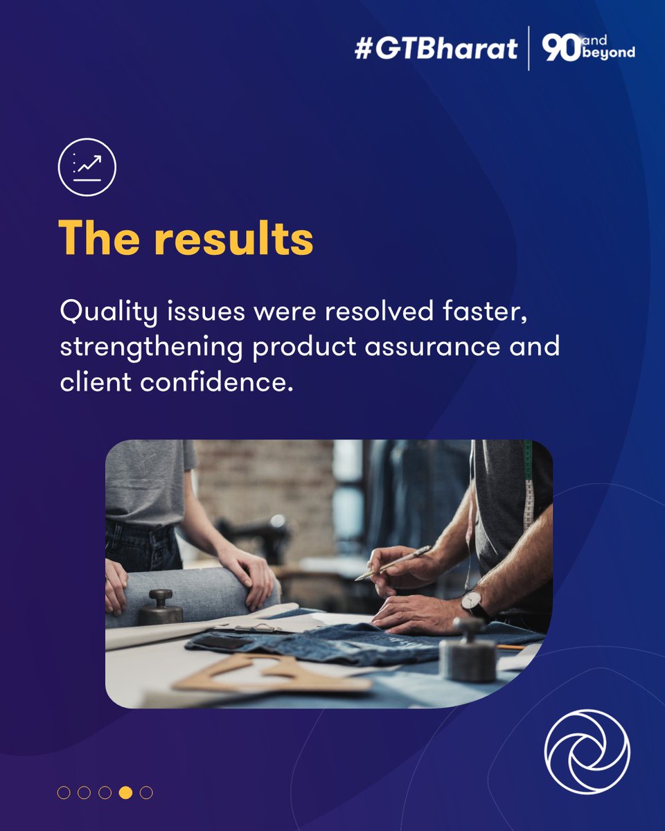 GrantThorntonIN's tweet image. #GTBharat helped a leading textile company move beyond reactive checks to real-time visibility. Using a serverless Azure platform, we enabled earlier detection of quality issues, faster resolution and direct linkage to client outcomes.

Visit: brnw.ch/21wVgb2

#CloudTech