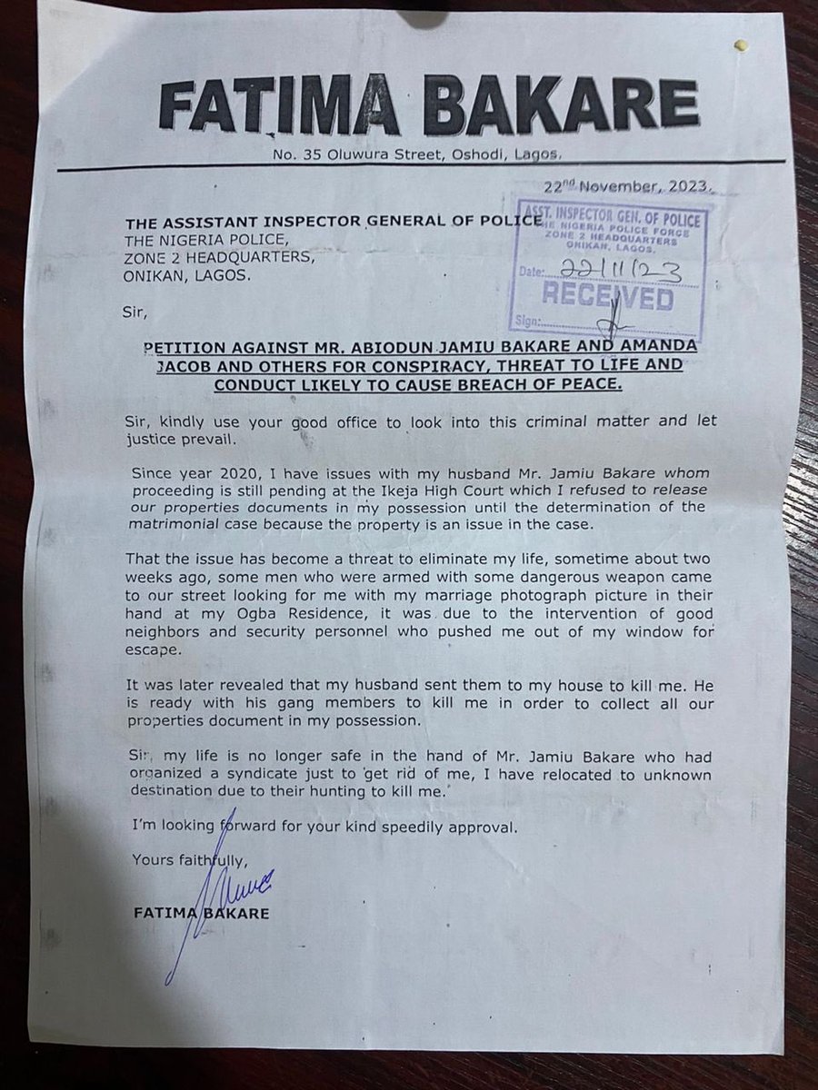 chyflex's tweet image. 🚨 PLEASE HELP! 🚨

I am calling on the Nigerian Police Force and the public at large to please come to my sister’s rescue. 🙏

Her ex-husband has been using the police to intimidate and harass her repeatedly. She no longer feels safe at home.