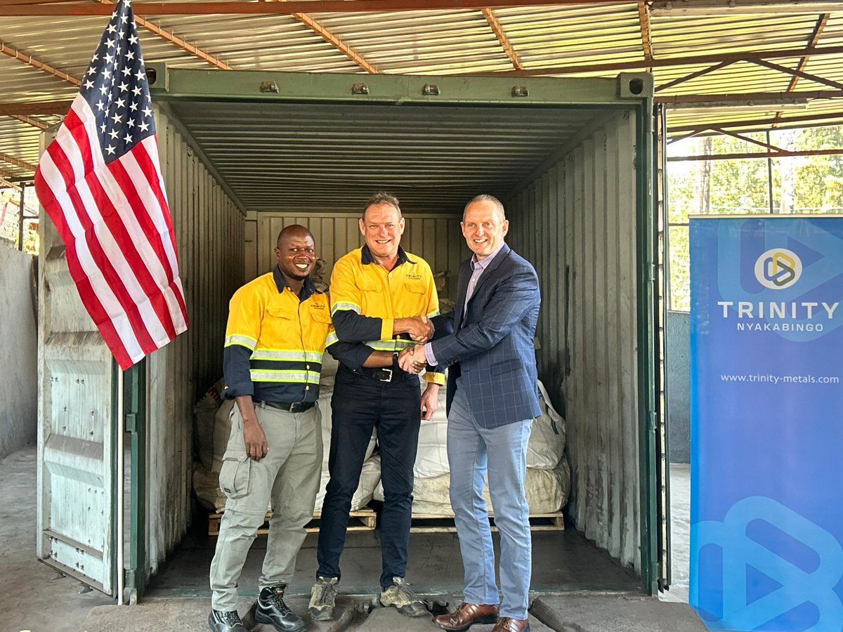 Trinity Metals (@trinity_metals) on Twitter photo A proud moment for #Rwanda and Trinity Metals! 🇷🇼🇺🇸
Together with <a href="/USAmbRwanda/">Ambassador Eric Kneedler</a> , <a href="/PeterGeleta/">Peter Geleta</a> , and Nyakabingo GM we are celebrating the loading of tungsten destined for the United States.
Read more👇
trinity-metals.com/historic-agree…
<a href="/RwandaMinesB/">Rwanda Mines, Petroleum and Gas Board</a> <a href="/RDBrwanda/">Rwanda Development Board</a> <a href="/RwandaOGS/">Rwanda Government Communications</a> A proud moment for #Rwanda and Trinity Metals! 🇷🇼🇺🇸
Together with <a href="/USAmbRwanda/">Ambassador Eric Kneedler</a> , <a href="/PeterGeleta/">Peter Geleta</a> , and Nyakabingo GM we are celebrating the loading of tungsten destined for the United States.
Read more👇
trinity-metals.com/historic-agree…
<a href="/RwandaMinesB/">Rwanda Mines, Petroleum and Gas Board</a> <a href="/RDBrwanda/">Rwanda Development Board</a> <a href="/RwandaOGS/">Rwanda Government Communications</a>