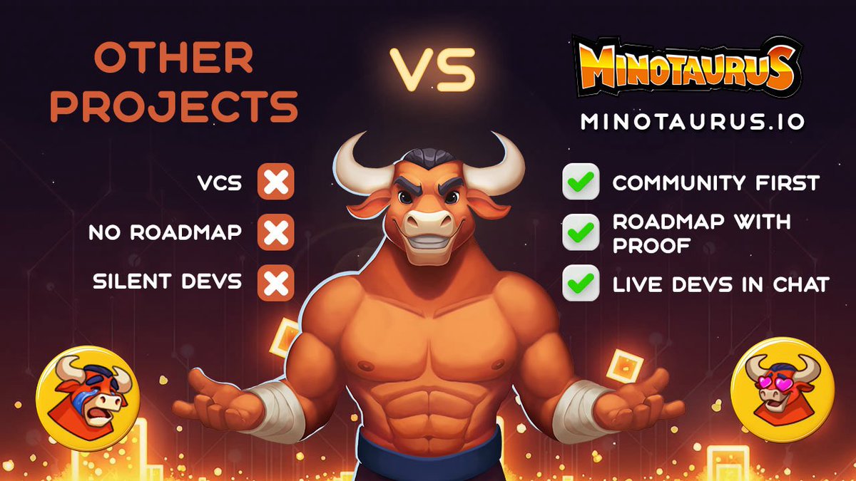 ❌ Ghost teams, no roadmap, VC first
✅ Live devs, transparent roadmap, community-first

Buy $MTAUR on Presale &gt;&gt;&gt; minotaurus.io/?utm_source=mi…

🔁rt &amp; drop a comment, 3 random commenters will get 10 USDT each 🔥