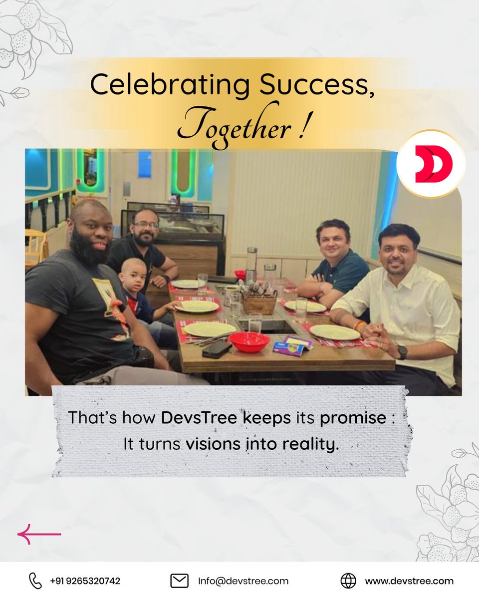 devstreeit's tweet image. Every success story starts with a spark of an idea 
At Devstree IT Services, we transform visions into powerful realities  and celebrate the success hand-in-hand with our clients 

#DevstreeITServices #ClientSuccessStory #YourVisionOurExpertise #ITSolutions #TechSuccess 
clients.