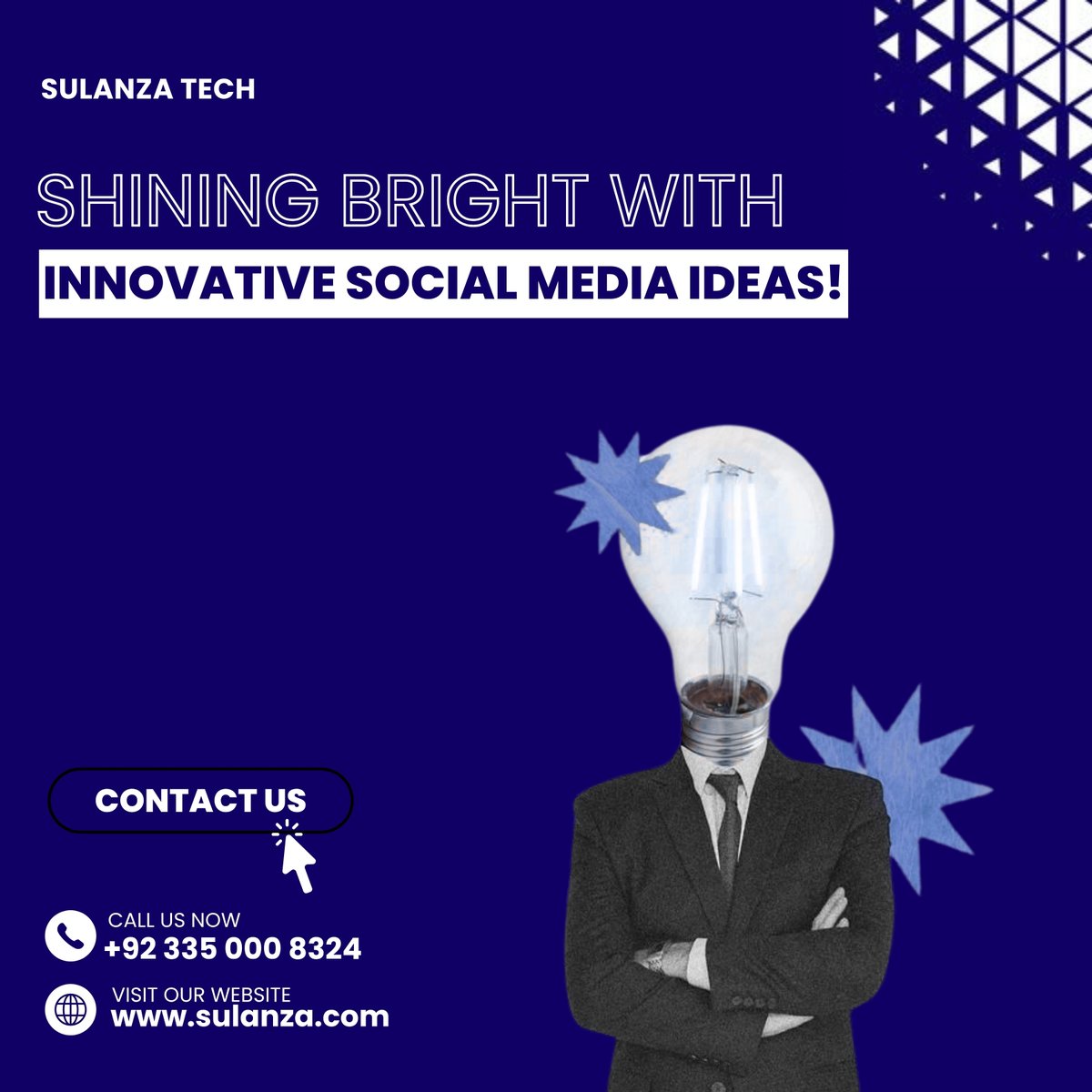 SulanzaTech's tweet image. Let Your Brand Shine Online! At  Sulanza Tech, we power your digital presence with innovative social  media ideas that light up your brand and captivate your audience. Ready  to stand out? Let’s get started today!
#SulanzaTech #SocialMediaExperts #MarketingSolutions #SmartBrand