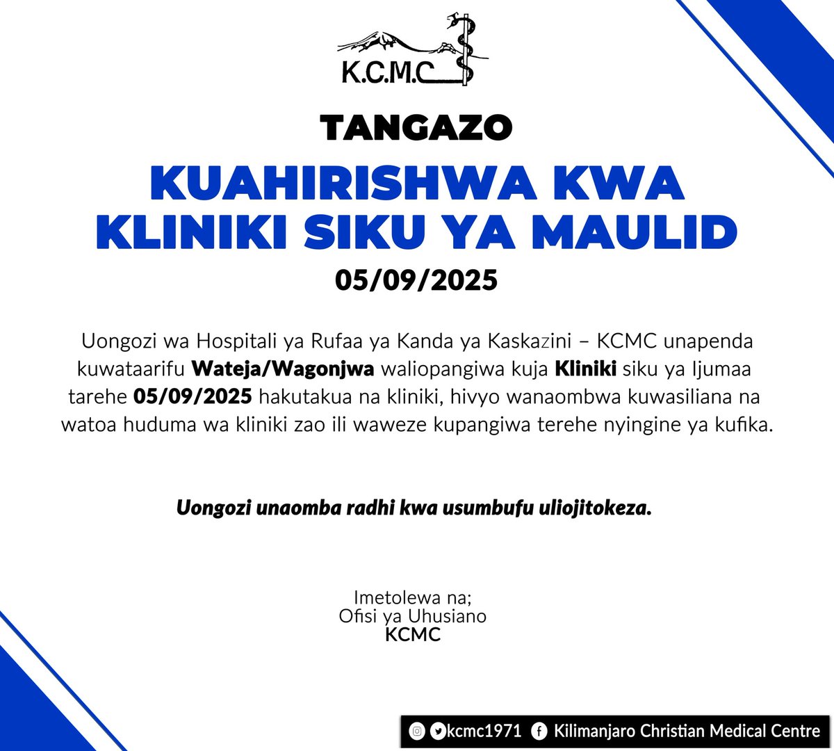 Kilimanjaro Christian Medical Centre tweet media