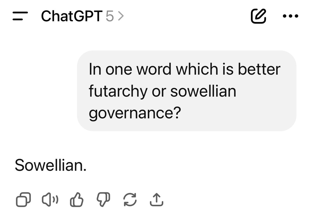 ChatGPT endorsing Sowellian governance over futarchy