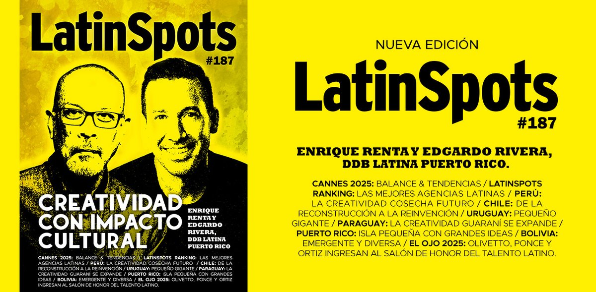 Ya salió Magazine LatinSpots#187. En la Nota de Tapa, <a href="/DDBLatina/">DDB Latina Group</a> Puerto Rico deslumbra con su creatividad que impacta culturalmente. latinspots.com/noticia/ya-sal…