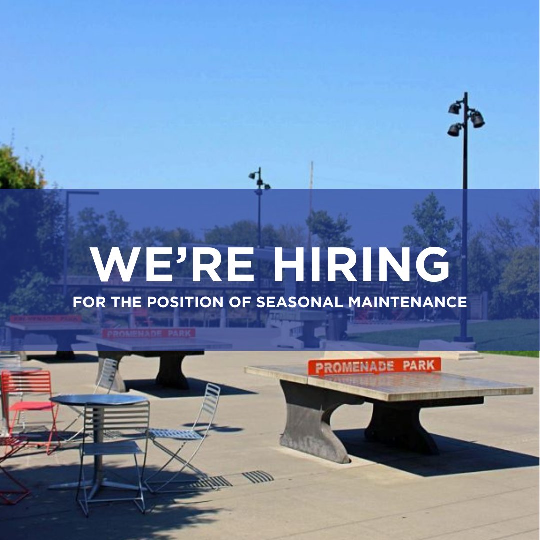 We're hiring - Seasonal Maintenance Staff! 

Love working outdoors? Join the Riverfront Fort Wayne team and help keep our parks and riverfront spaces beautiful and welcoming for the community!

Apply today at: bit.ly/3HJ5jTx