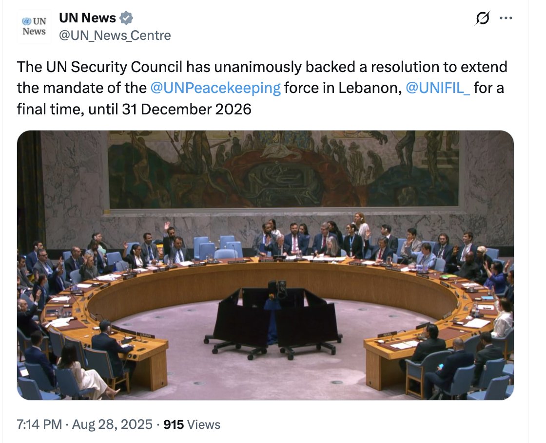 Translation: Bye Bye, <a href="/UNIFIL_/">UNIFIL</a>. 
Sorry for your loss, Hezbollah.