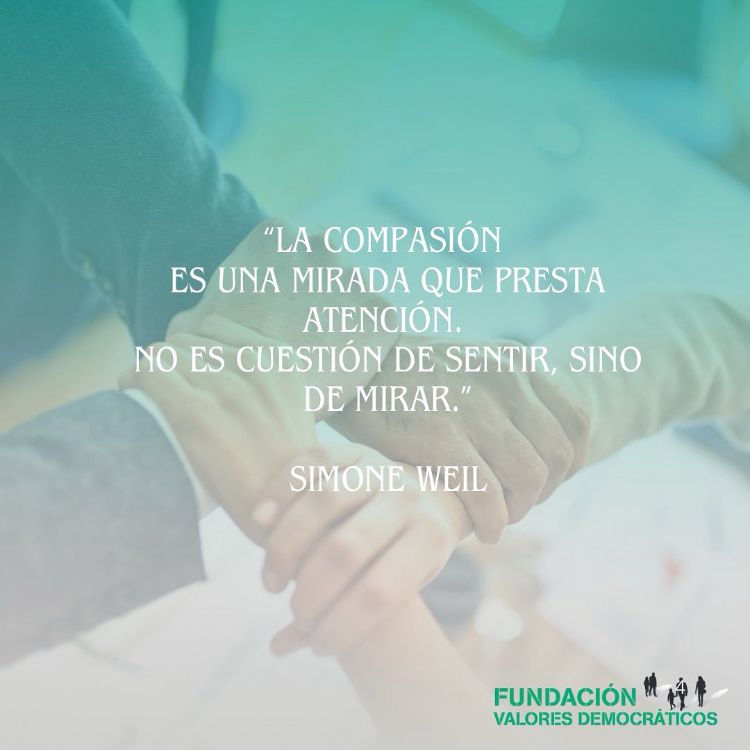 Simone Weil, filósofa y activista francesa nos recuerda que la atención al otro nos hace humanos.
<a href="/FundlaCaixa/">Fundación ”la Caixa”</a> <a href="/DipuSG/">Diputación de Segovia</a> <a href="/FVDemocraticos/">Fundación Valores Democráticos</a> #DerechosHumanos