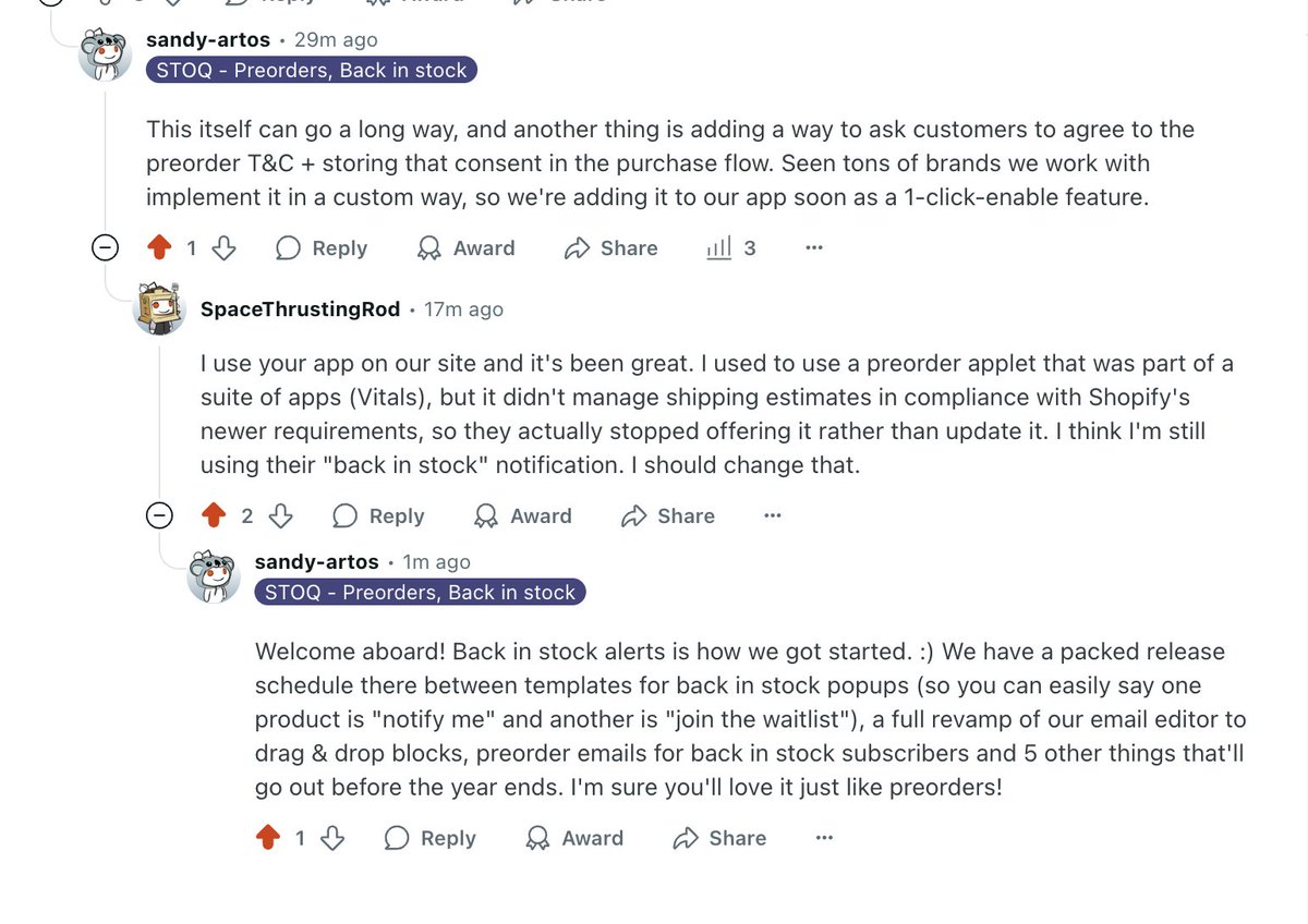 just gave out our upcoming roadmap in a reddit thread where a competitor is actively replying. because at this point, what we have in our roadmap doesn't matter - we're going to move fast &amp; release product updates with taste &amp; product intuition that they can't match. :)