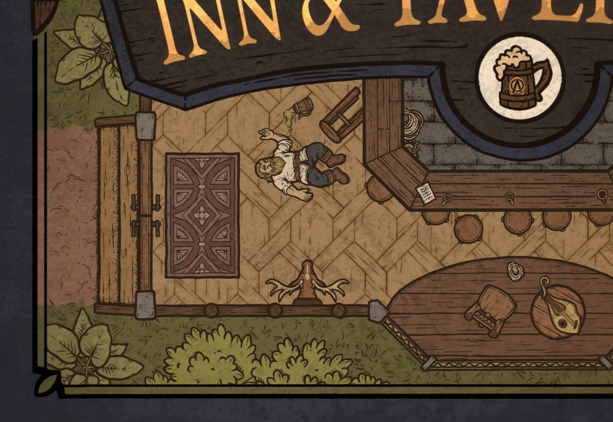 Sneak peak at a portion of the cover art for the Inn &amp; Tavern Map Builder. All done with included brushes!