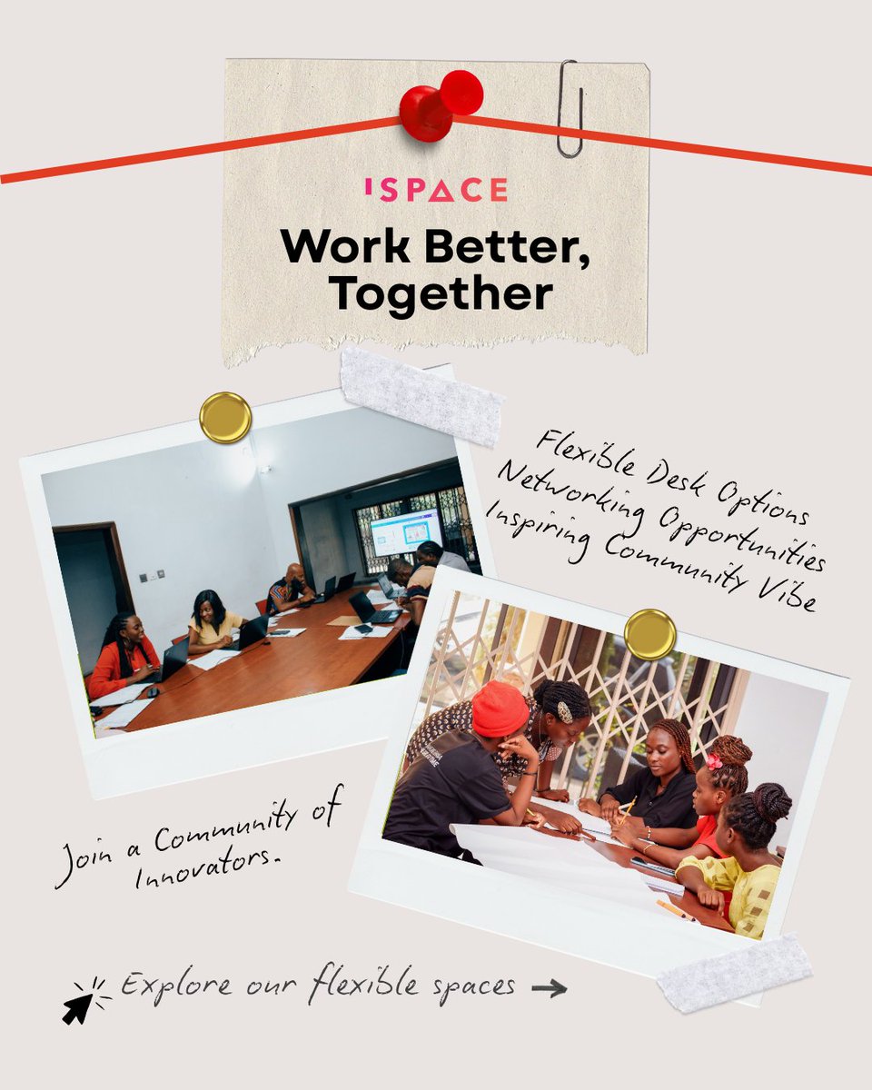 iSpaceGh's tweet photo. Work Better, Together!

Whether you are a student, #freelancer, #techenthusiast, or #entrepreneur, iSpace has a #coworking space just for you

Visit us at 2nd Nana Kanton St, Adjiringanor

Contact info@ispacegh.com,+233 50 655 6674

Tag your co-working buddy and work together https://t.co/A893BVkntY