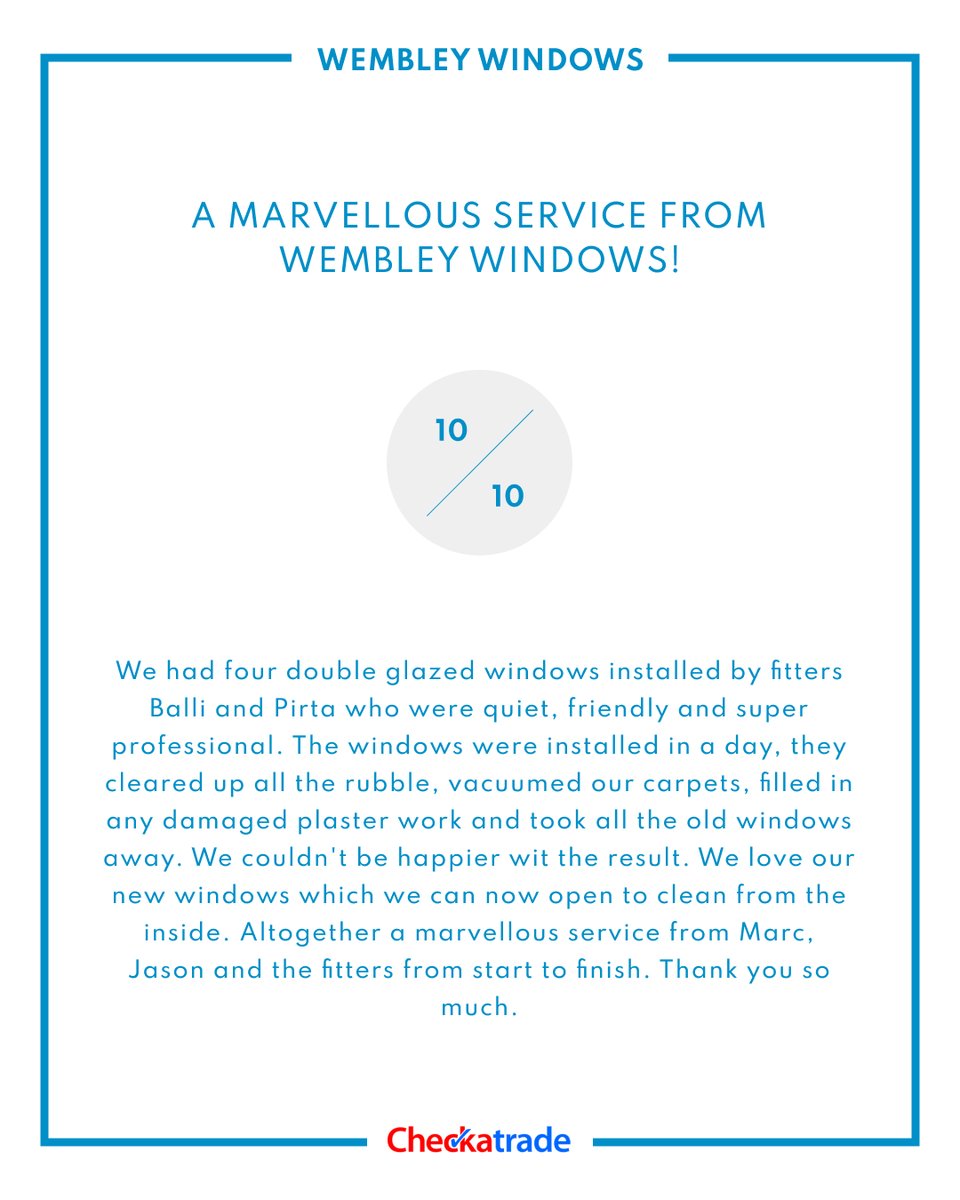 WembleyWindows's tweet image. A marvellous service from Wembley Windows!

#WembleyWindows #uPVCWindow #CompositeDoor #CasementWindow #HomeRefurb #HomeImprovement #Checkatrade
