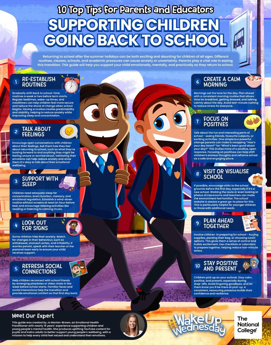 We look forward to welcoming the children back to school on Tuesday after the Summer break. It can be a daunting time for some so here are some top tips to help support the transition back into school routines #GPSREACH #wellbeing #StrongerTogether #community <a href="/GlyncoedP/">Glyncoed Primary School - Grow Persevere Succeed</a> <a href="/FceGyg/">FCE - GyG</a>