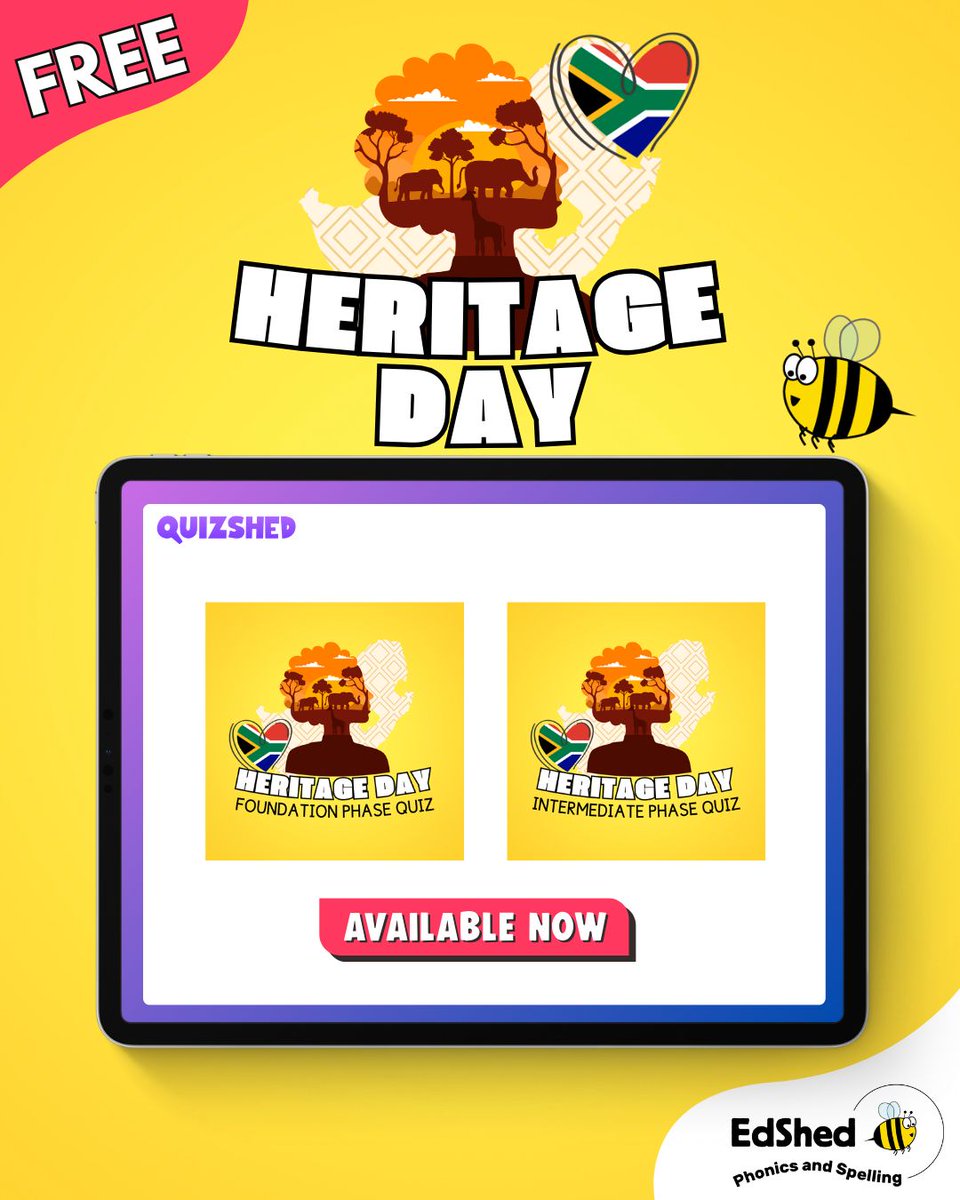 🇿🇦 25th September is Heritage Day!

These FREE, interactive quizzes are the perfect way to introduce the topic in your classroom. They're engaging, digital and fully interactive.

✨ Foundation Phase 👉 shed.ly/QZOWDHM
✨ Intermediate Phase 👉 shed.ly/QJLUJMK