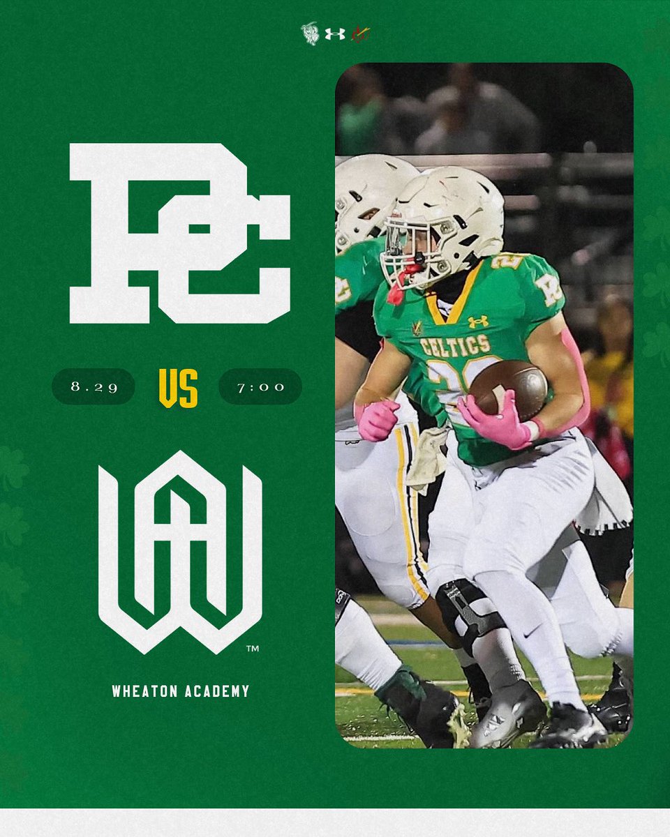 Providence Catholic Football (@celticsfootball) on Twitter photo 𝐖𝐞𝐞𝐤 𝟏 vs. Wheaton Academy
- Varsity: Home, Friday 7:00pm
- Sophomore: Home, Saturday 10:00am
- Freshman: Away, Saturday 10:00am (at St. Ignatius)
🎟️: GoFan
#Believe ☘️ <a href="/ProviAthletics/">Providence Catholic Athletics</a> 𝐖𝐞𝐞𝐤 𝟏 vs. Wheaton Academy
- Varsity: Home, Friday 7:00pm
- Sophomore: Home, Saturday 10:00am
- Freshman: Away, Saturday 10:00am (at St. Ignatius)
🎟️: GoFan
#Believe ☘️ <a href="/ProviAthletics/">Providence Catholic Athletics</a>