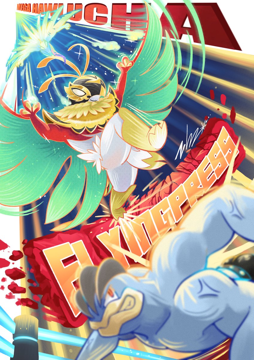 [FANART]
Mega Hawlucha, FLYING PRESS!!!
#PokemonlegendsZA #hawlucha #luchabull #ルチャブル