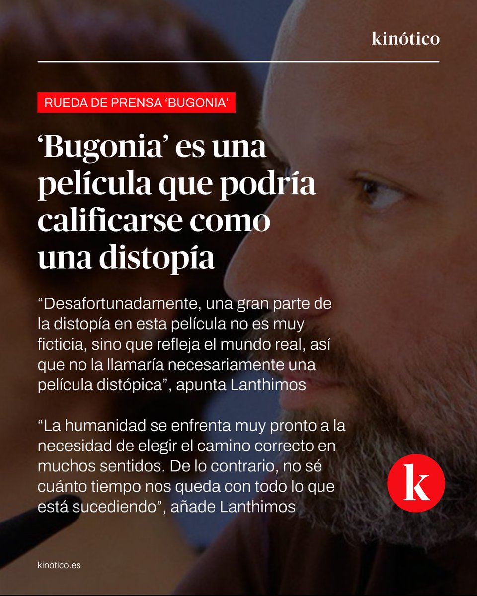✨ Dos años después de ganar el León de Oro con 'Pobre criaturas’, Yorgos Lanthimos ha regresado al Lido con 'Bugonia', acompañado por sus protagonistas Emma Stone y Jesse Plemons

🔗 kinotico.es/actualidad/202…