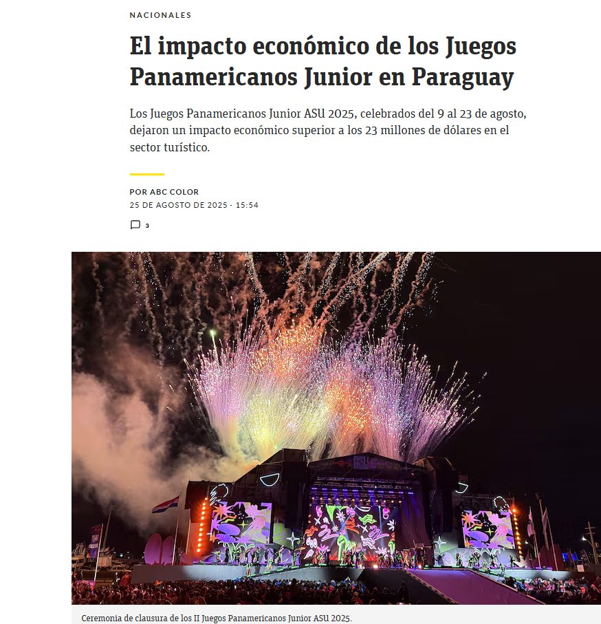 sebaalvareza's tweet image. ⚠️| ¿CUÁL ES EL NEGOCIO?

▶️USD 85 millones invirtió el Gobierno Nacional: USD 70 millones para la organización y USD 15 millones para el Centro Acuático Olímpico – CAO).-

▶️Se estimaba un impacto en la economía local de USD 300 millones.

▶️El impacto fue USD de 23 millones.