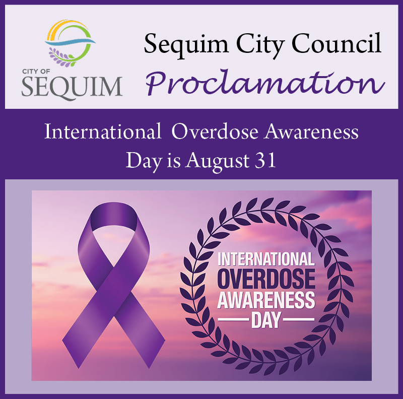 The #Sequim City Council recognized August 31 as International Overdose Awareness Day through a proclamation at their last meeting. Read the proclamation and learn more at  ow.ly/4Vr250WGLoV.  Join the community event at the Port Angeles Pier on 8/31 at 6 pm.