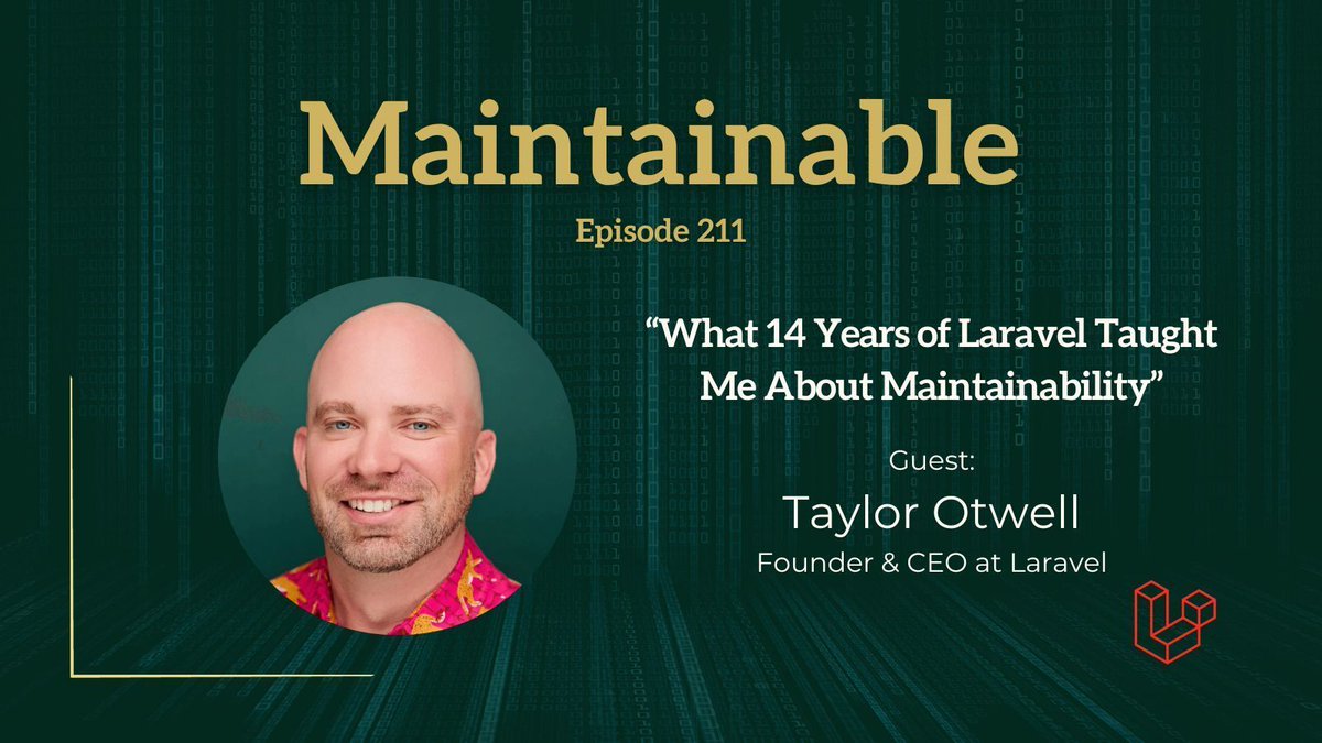 _maintainable's tweet image. 🔊 Catch up with @RobbyRussell &amp;amp; @TaylorOtwell as they discuss why Laravel was designed to help average developers build apps quickly.
📱 He explains why Laravel wasn’t extracted from an app, and how it evolved from real-world usage.
Listen here: buff.ly/TYy5E9G